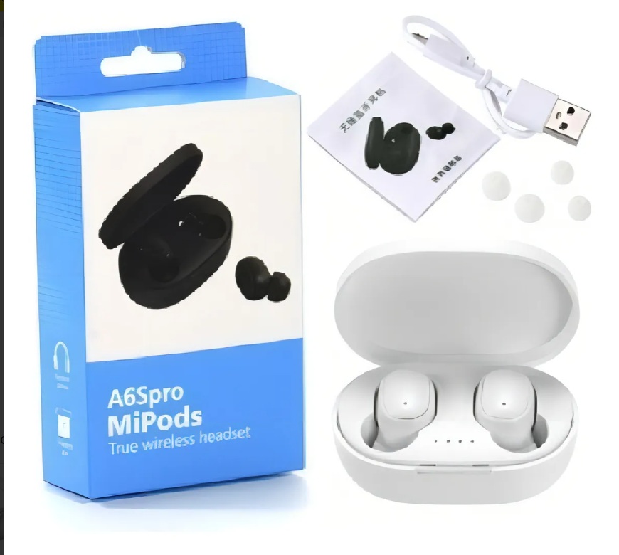 Auriculares A6s Pro Bluetooth 5.1, Color Blanco y Negro